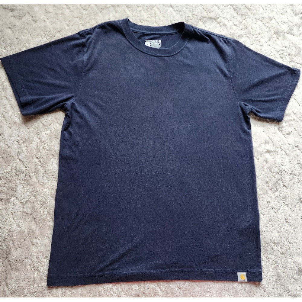 Carhartt Mens Relaxed Fit Short Sleeve T-Shirt Navy Blue Size M Logo Patch